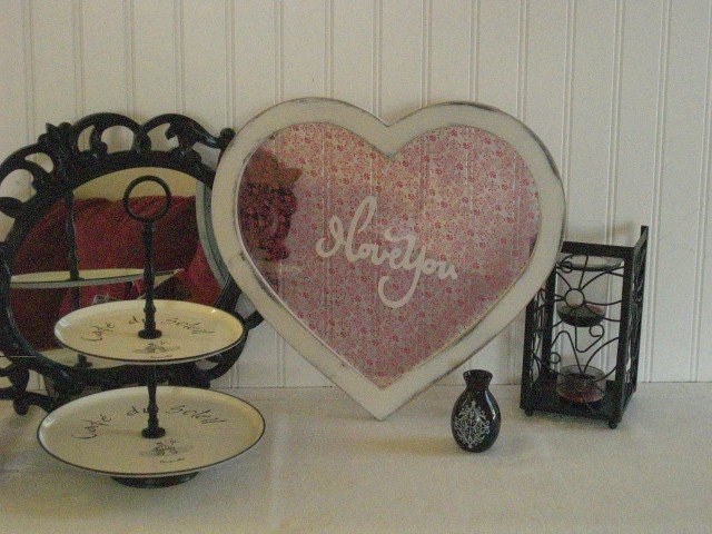 Elegant Vintage Shabby Chic Floating Frame... White, Black, Pink,or Red... What does your heart say...  Home, Wedding Decor, Valentines