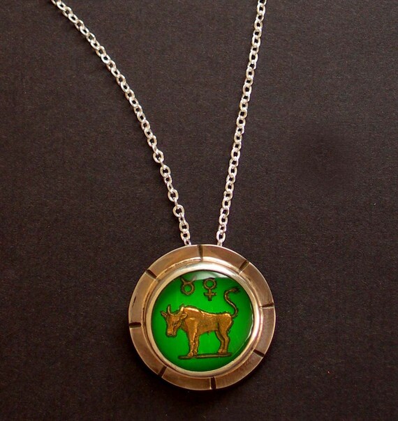 Items similar to Taurus Zodiac Necklace, Taurus Charm Necklace, Zodiac