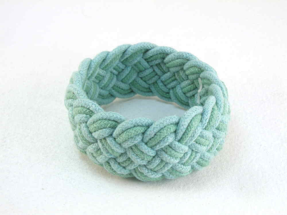 rope bracelet in blue and green turks head knot bracelet ocean and sky large 2300