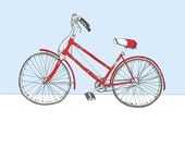 Bicycle Art. Red Schwinn bicycle illustration. 11x14 giclee print.