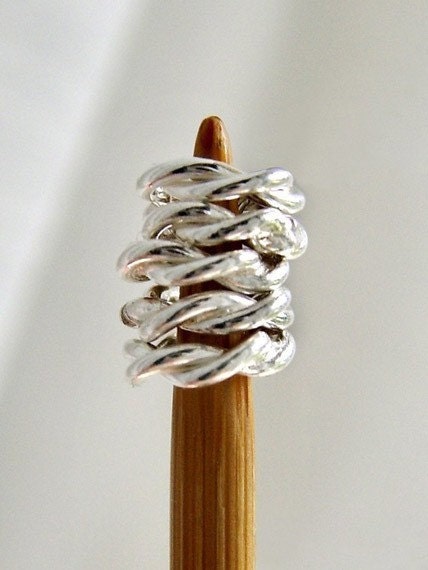 To Please The Moon - Five Sock and Lace Sterling Silver Stitch Markers with Holder - Fits Up To 3.75 mm (5 US) - Open Edition