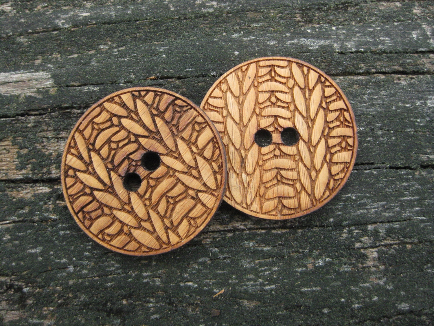 Two 1 1/2"  Bamboo Knitting Buttons
