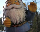 Garden Gnome - Give a Gnome a Home --- HOWDY YALL as he Waves to you-------- Ceramic Hand painted