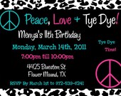 Peace Sign Cheetah Print Invitation