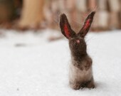 Needle Felted Rabbit Figure - Little Timmy Bunny - 100%  Wool and Cat Hair - CUSTOM ORDER