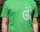 Ride a Bike Shirt, Unisex / Men's Grass Green short sleeve, cotton screenprint, Portland Classic t-shirt