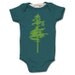 Organic Deep sea HEMLOCK Bodysuit for infant / baby, single green tree screenprint, short sleeve, woodland nature design, boy or girl
