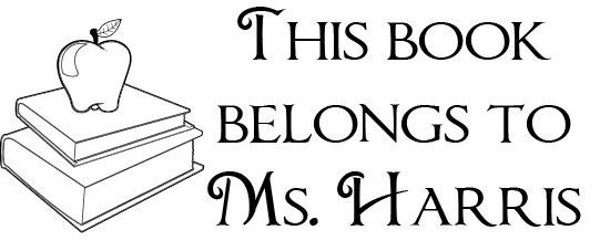 Teacher Gift Apple Books... This book belongs to ... Custom  Rubber Stamp