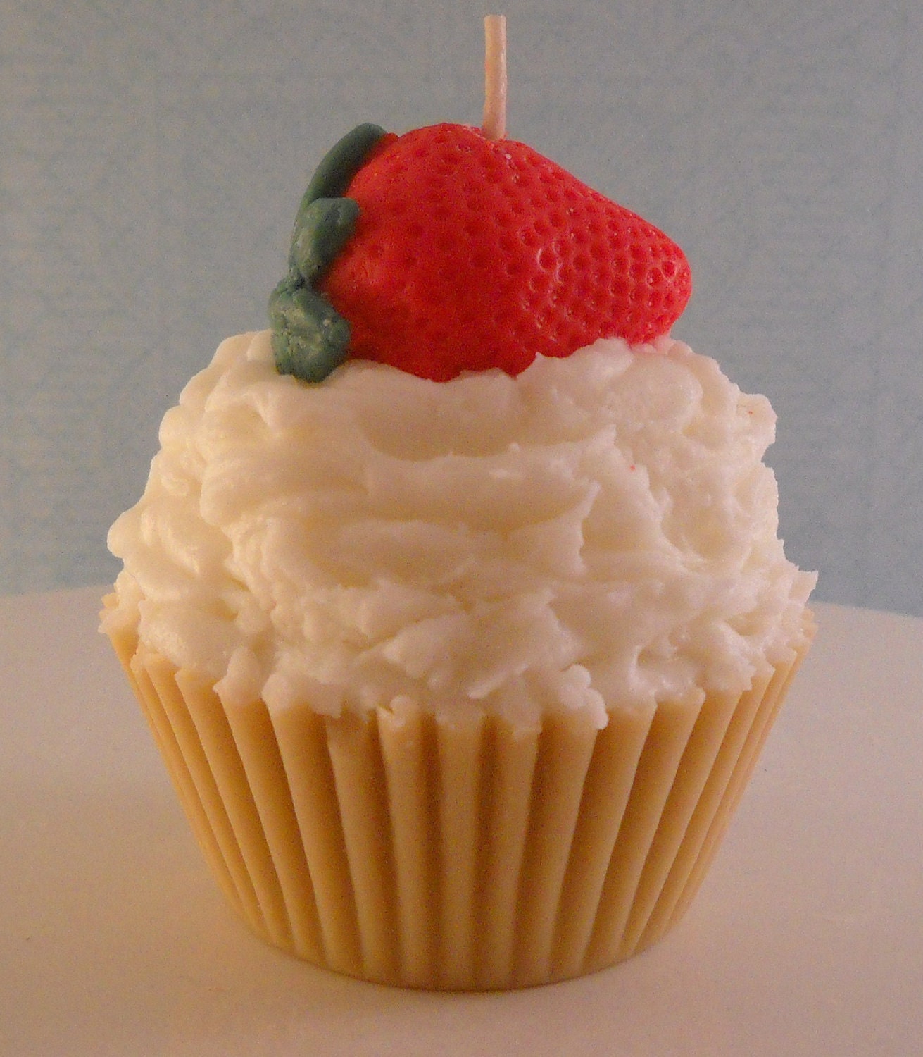 Jumbo Cupcake Candle Strawberry Shortcake Scented Made with Soy Wax