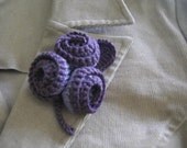 Organic Cotton Crochet Flower Brooch in Amethyst Color