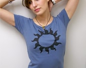 Womens tshirt - Sun Eco Friendly Organic Cotton, Scoop Neck t shirt summer fashion sunshine