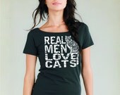 Real Men Love Cats Womens Organic Cotton scoop neck t-shirt summer fashion