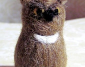 Felted Owl - Grumpopotomus the Needle Felted Great Horned Owl - Brown White Wool Owl - Plush Soft Sculpture Miniature Decoration - Figurine