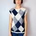 Navy and Cream 70's Knit Sweater