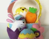 LITTLE EASTER BASKET - Instant Download - Felt Food and Toy Pattern with Eggs, Bunnies Ebook