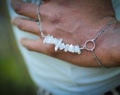 Hand Chain with crystals, rainbow moonstone, labradorite,ring bracelet