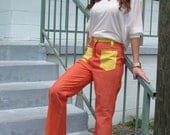 1960s Orange Bell Bottom Pants - High Waist