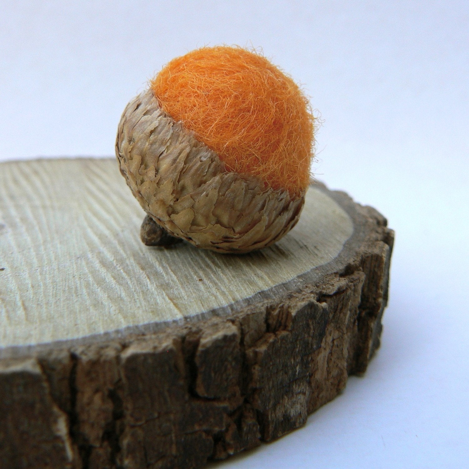 Orange Felted Acorns, 6 Wool Home Decor Autumn Pumpkin needle Handmade Waldorf Woodland Natural Nature Fall Thanksgiving Country Rustic