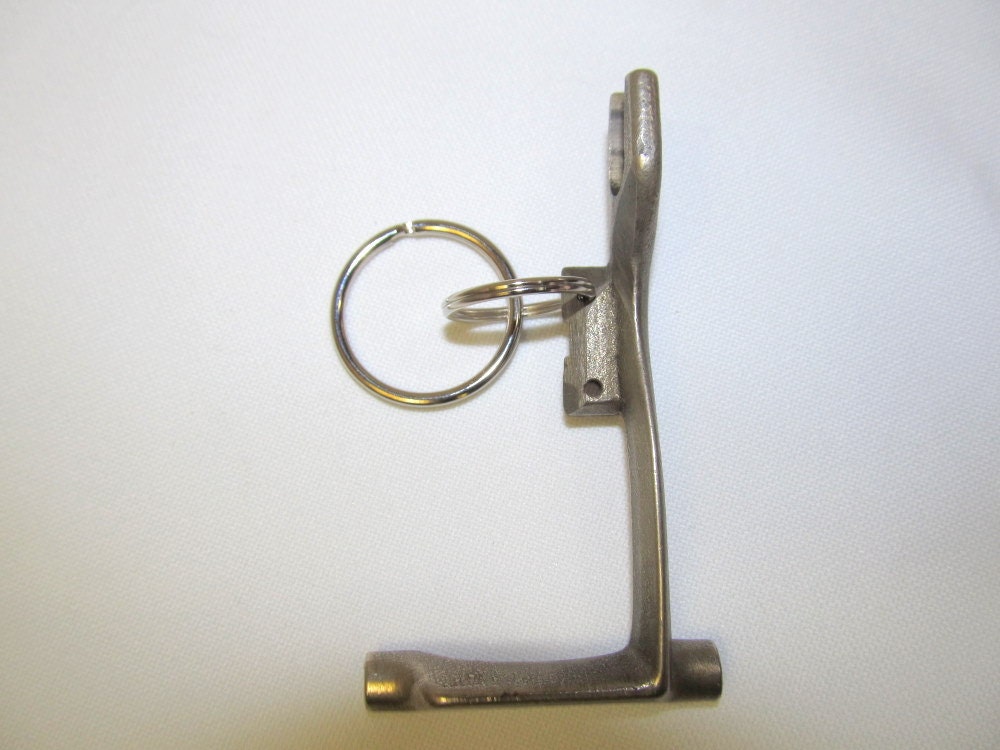 Key Chain:  Steampunk 1950s Deluxe Sewing Machine part key ring. Gift for Him, Ready to ship