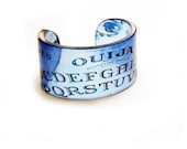 Cuff, Ouija, Resin Graphic Cuff. Resin Bangle. Resin bracelet. Blue.