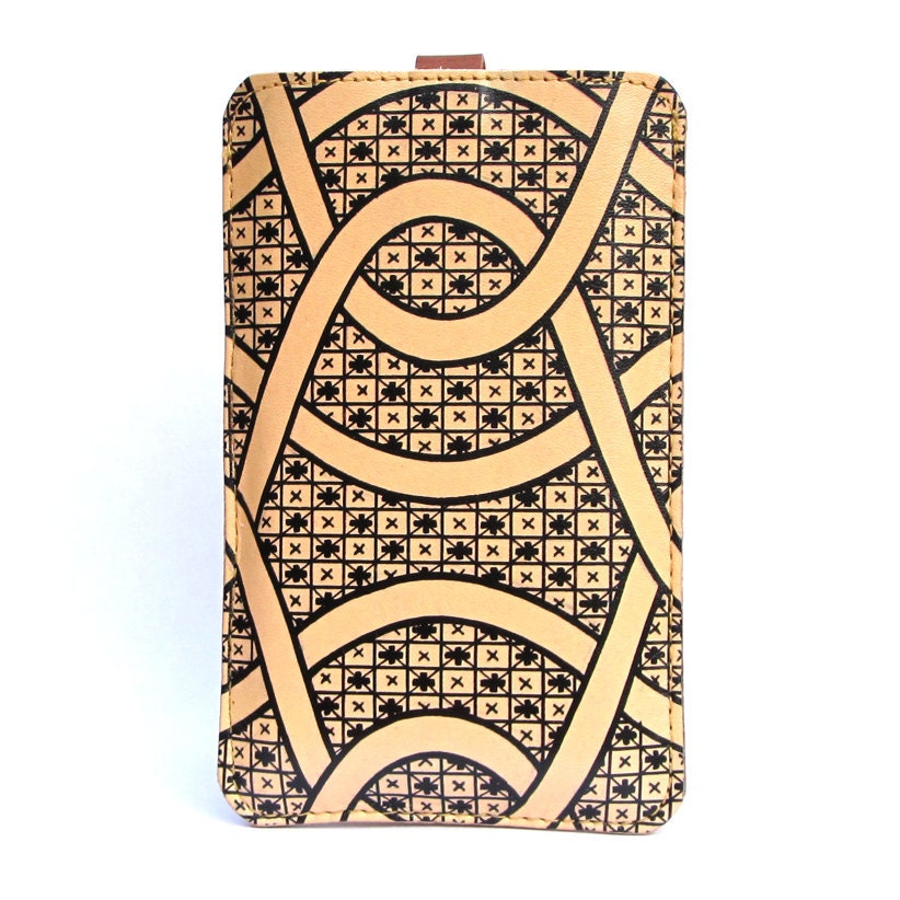 Leather Phone Case - 1900's hand drawn graphic illustration