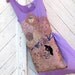 Upcycled Cotton Slip Dress Hand Dyed and Embellished with Vintage Crochet Lace and Puppy Embroidery