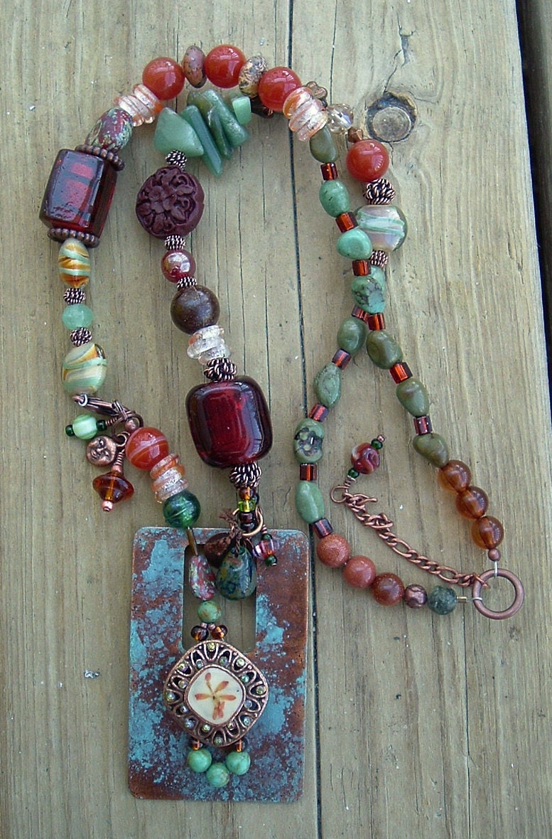 Bohemian Necklace, Art Necklace, Gypsy Necklace