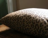 Dark Chocolate Leopard Print on Ginger Brown hand printed linen pillow case