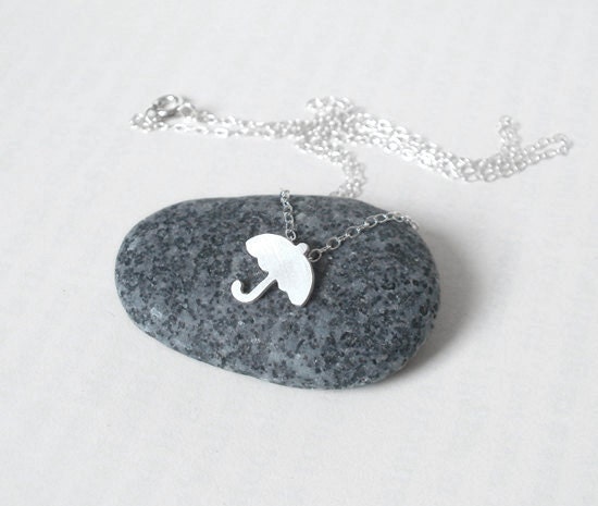 mini umbrella necklace in sterling silver, handmade in England