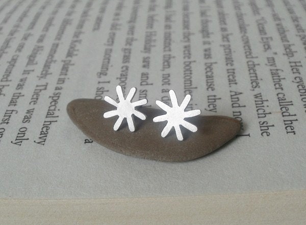 sterling silver star earring studs, ear posts, handmade