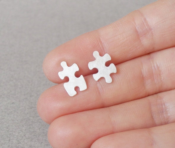 sterling silver jigsaw puzzle pin/ lapel pin/ tie tack, handmade in England