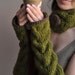 Freezebaby Mittens - super chunky handknit extra long cabled fingerless gloves in olive green MADE TO ORDER in other colors - Gift under 50