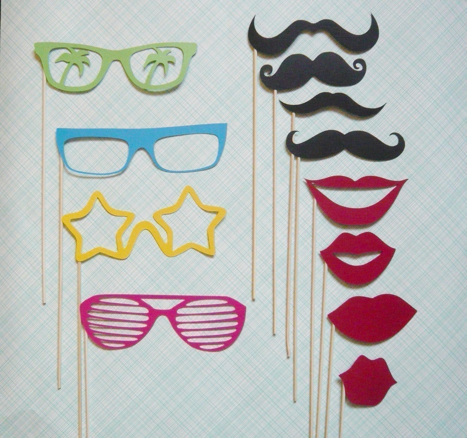 Photobooth. Mustache on a Stick - Twelve Piece Photobooth Prop Set