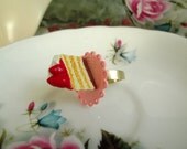 Lolita Kawaii Strawberry Shortcake Decadent Cake Slice Ring