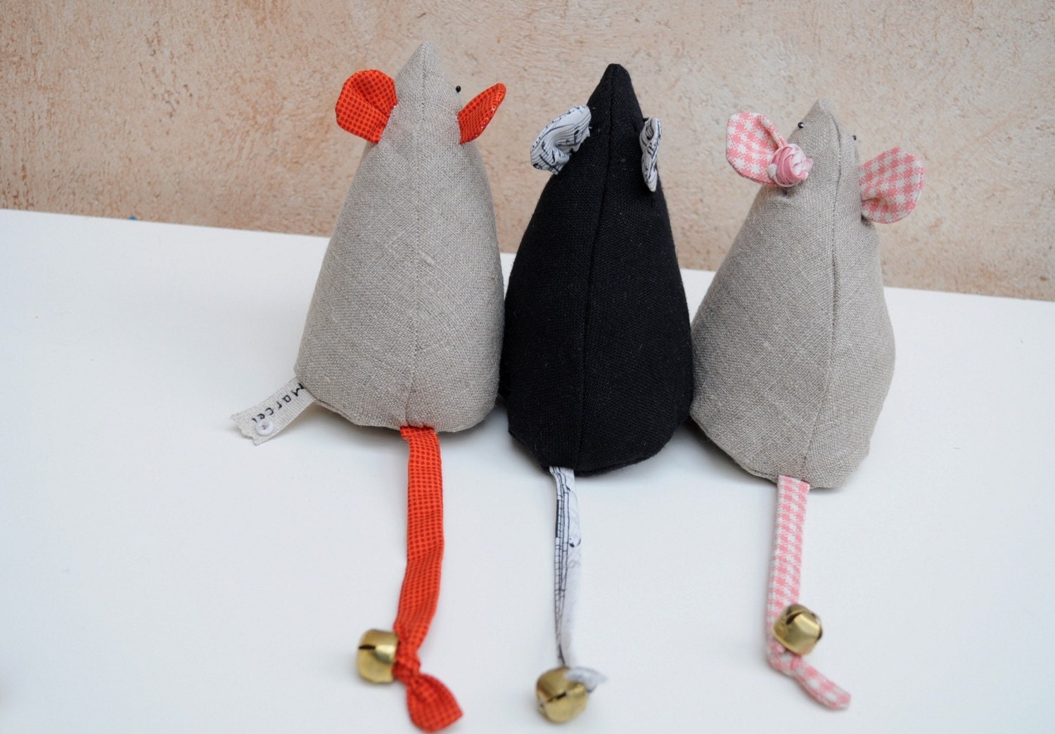 French Linen Plush Decor - Mice With Bells On - Brigitte