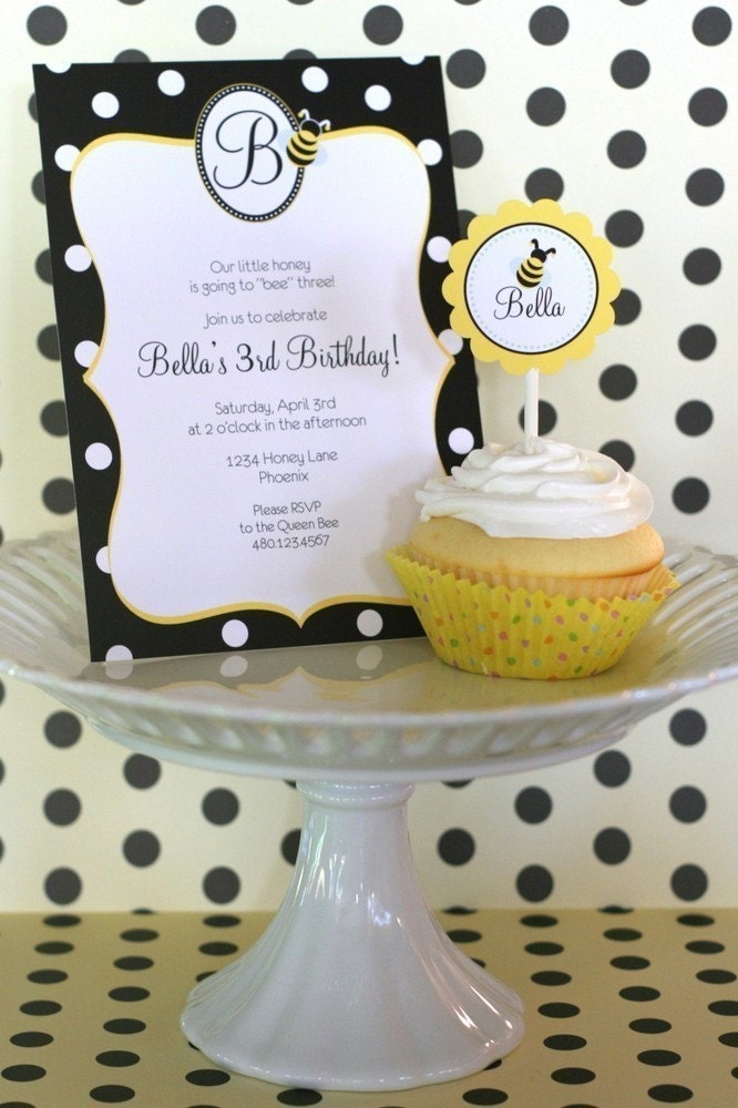 Bumble Bee Party Printable Invitation Design by The TomKat Studio