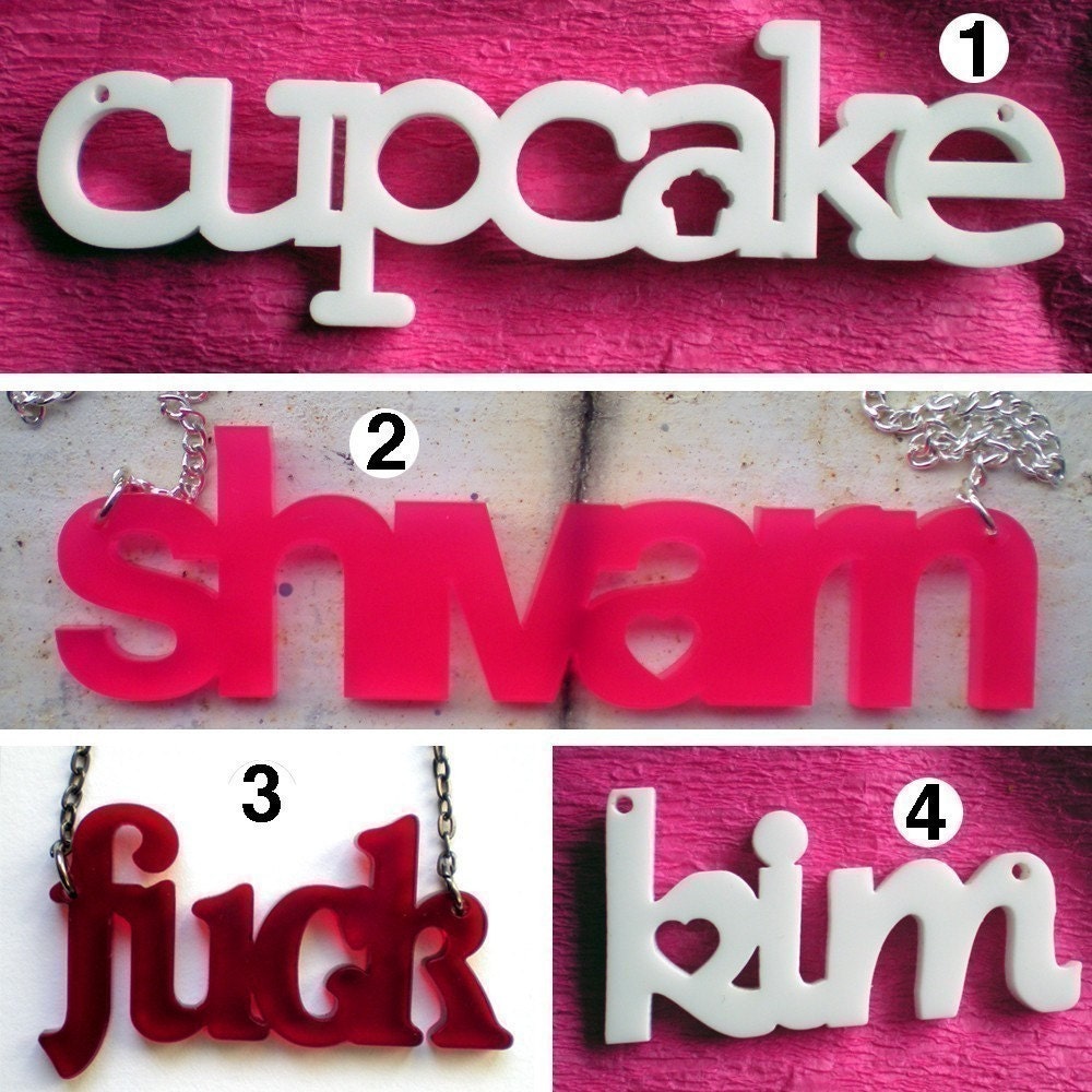 Custom Acrylic Nameplate Necklace - 4 Fonts - 18 Colors