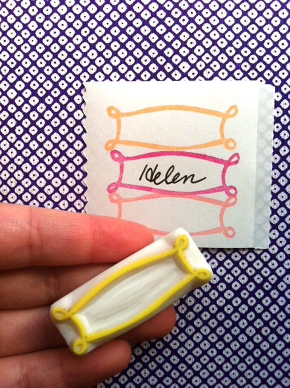 NAME tag. hand carved rubber stamp. hand carved stamp. handmade jornaling rubber stamp. no2