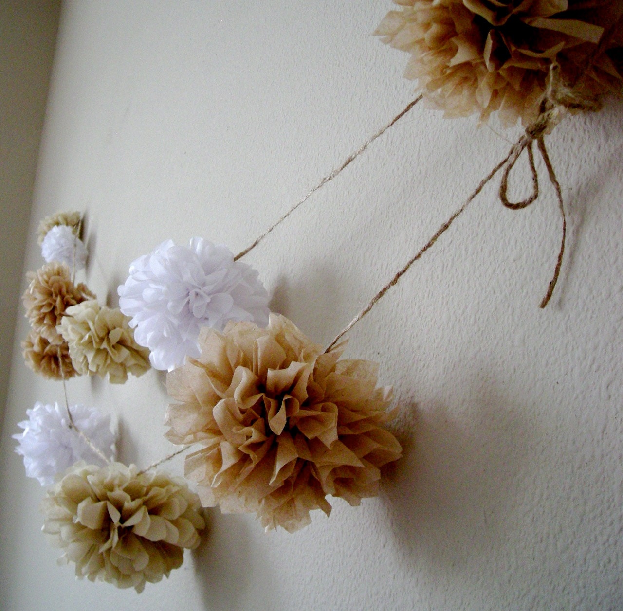 Beach House ... diy tissue paper pom garland // rustic wedding // nursery decoration // birthday party decorations
