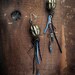 statement tribal earrings - blue kyanite - rustic assemblage - reclaimed metal - Solgrah