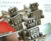 Robot Cufflinks & Tie Bar Silver Plated Men's Accessories Gifts Set Of 3 Originals From Cosmic Firefly Steampunk Cuff Links
