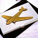 Steampunk Airplane Business Card Case Antiqued Brass Propeller Plane Vintage Inspired Silver Plated Card Holder Accessories Gifts Men