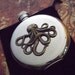 Round Octopus Flask Vintage Inspired Style Pirate Flask Steampunk Accessories Rustic Brass Octopi Stainless Steel Silver Plated Pocket Flask