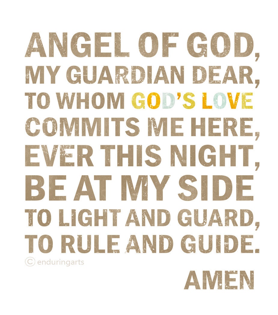 Child's Guardian Angel Prayer with God's Love in color