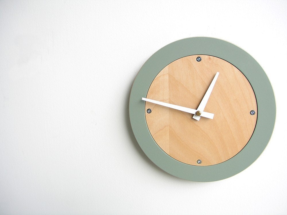 simple wood wall clock ash grey