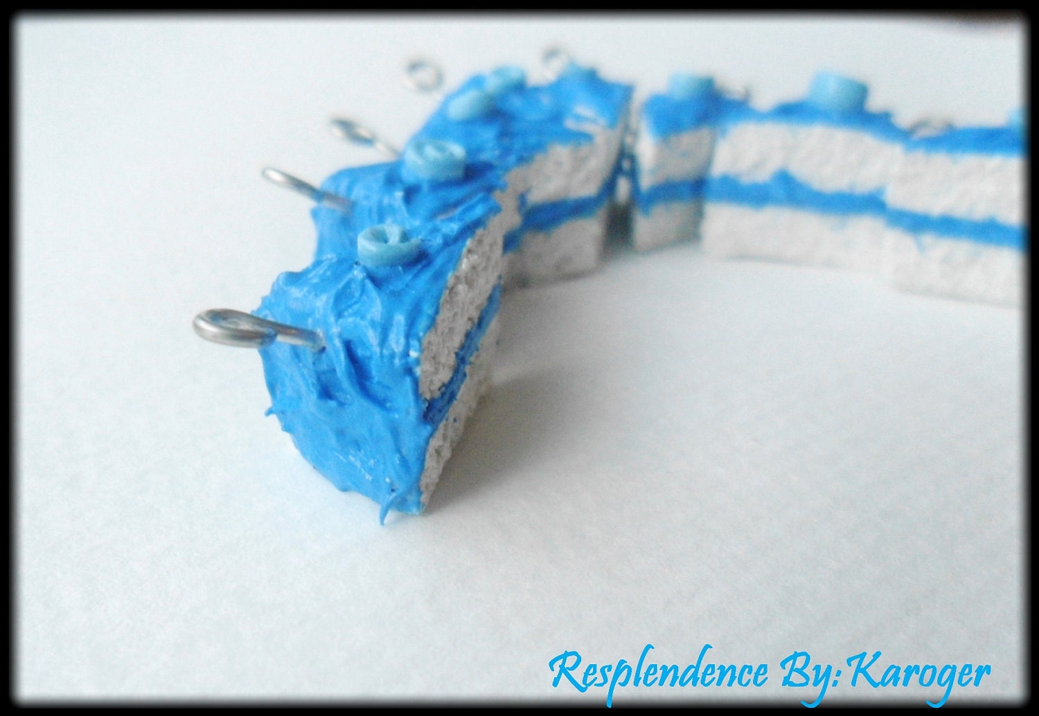 White cake with Blue icing Necklace
