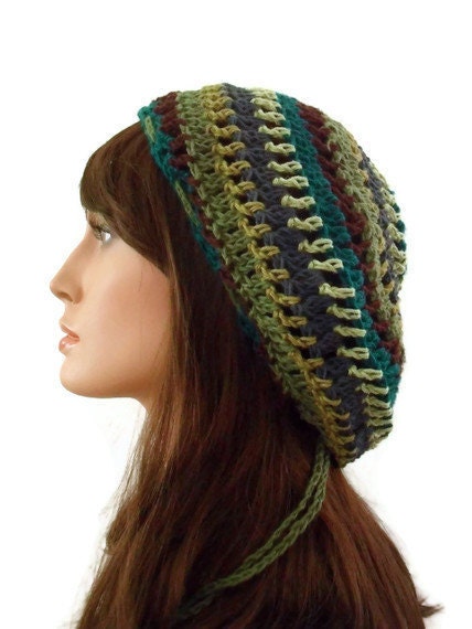 Eco Friendly Hemp Tam Gypsy Sea Maiden Green Rasta Dread Woodland Fantasy Hat Cloche Free Size Made To Order