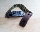 Sale GEN - Italian leather, handmade paper, brass chain bracelet unisex