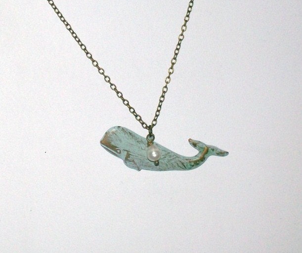 Bohemian Whale Necklace-Blue whale necklace-Moby Dick Whale necklace Nautical Summer Beach whale and freshwater pearl jewelry ON SALE