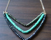 Chevron Pyrite Turquoise Necklace 14k Gold